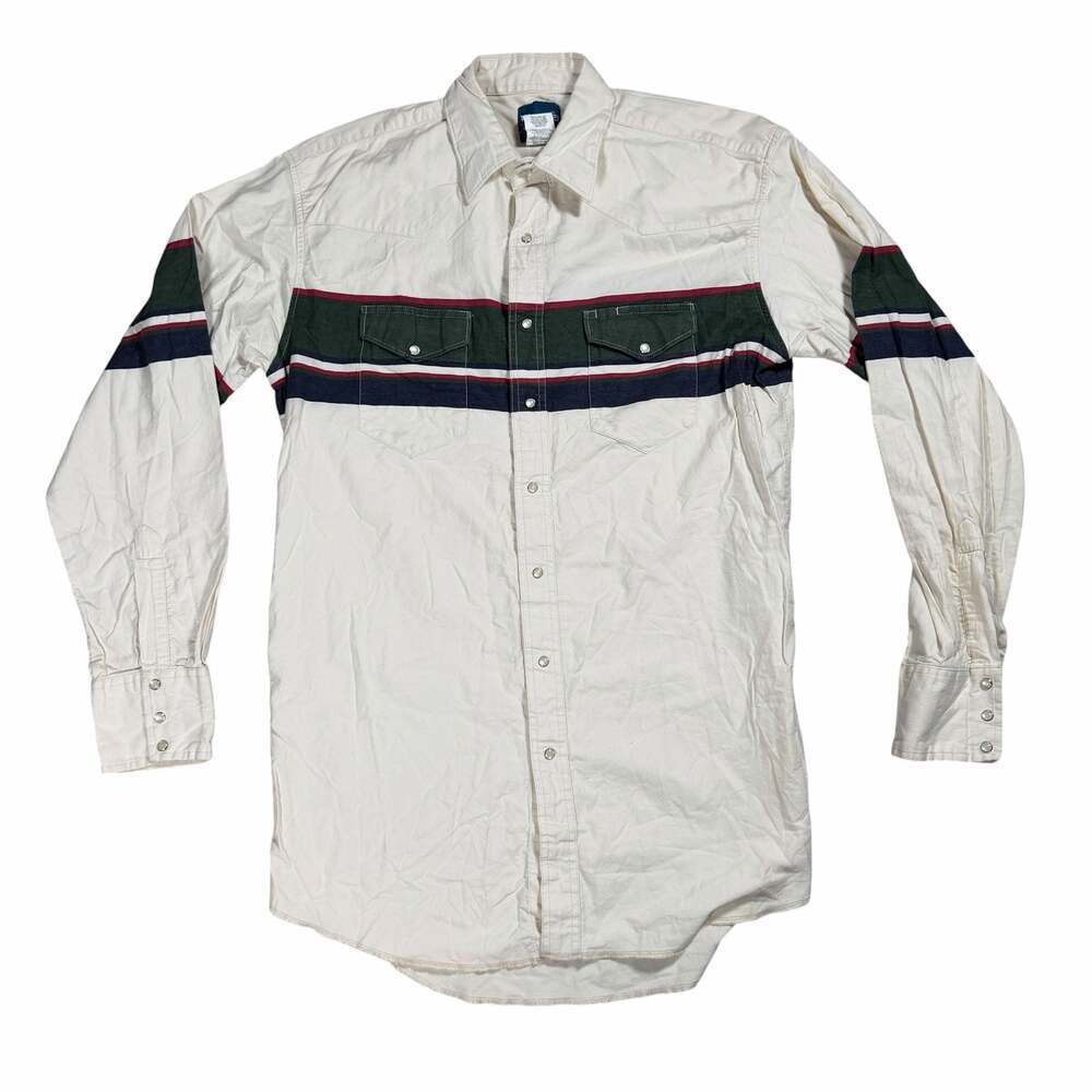 Mens Wrangler Western Shirt Long Sleeve Pearl Snap Button Up Large